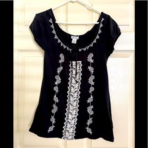 ADOBE STAR  black peasant top
